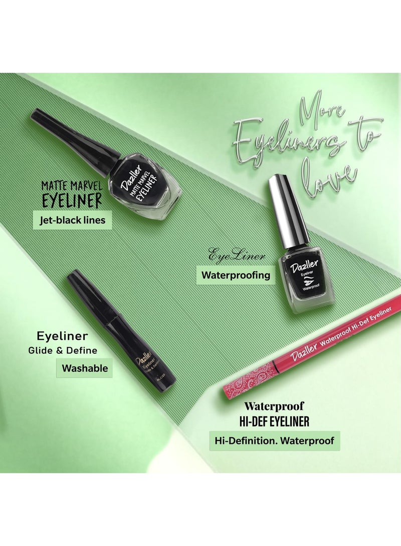 دازلير محدد عيون دازلر، 6.5 مل (مجموعة من 3)، أسود، مخملي مطفي، قابل للغسل، مقاوم للماء، مقاوم للتلطخ - Image 4